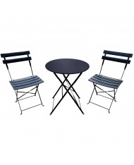 55874 SET BISTRO GIOTTO IN ACCIAIO NERO - TAVOLO + 2 SEDIE