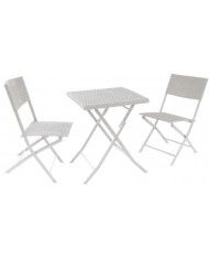 Set Polyrattan Balcony (Tavolo + 2 sedie) BIANCO - GIARDINO DA ESTERNI