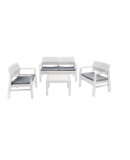 SALOTTO SET KILIMANJARO DIVANO CON 2 POLTRONE E TAVOLO BIANCO