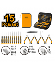 Set cacciaviti e pinze di precisione 15pz - INGCO HKTTS0151