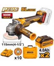 Smerigliatrice a batteria 20v + 2 BATTERIE 4AH +VALIG.+10 DISCHI - INGCO CAGLI211542