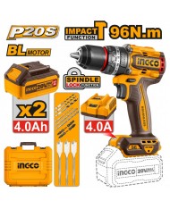 TRAPANO A PERCUSSIONE 96 NM 20V COMPACT BRUSHLESS CON 2 BATTERIE - INGCO CIDLI20968E