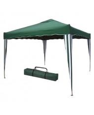 GAZEBO IN ACCIAIO bianco/verde 3x3 MT 2,6h - RICHIUDIBILE A OMBRELLO FISARMONICA + SACCA