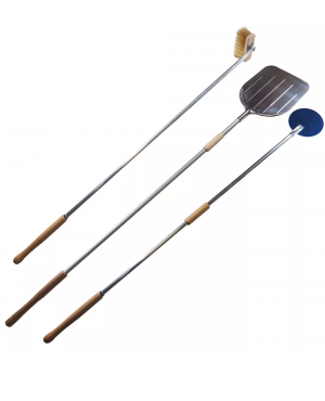 KIT PALE/set pala PER PIZZA FORNO A LEGNA 3 PEZZI -manico scorrevole PIZZE FORNI